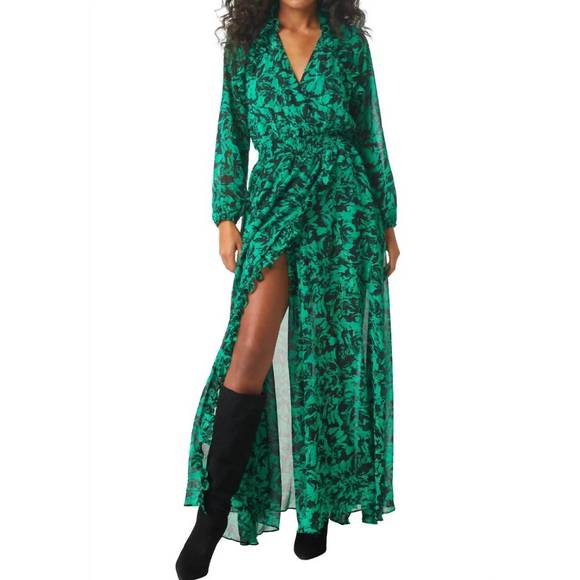 Olivia Dress Emerald Abstract - MISA